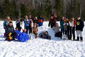 Group photo of Mr. Fong's outdoor ed class by the quinze