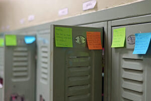 Kindness notes on the lockers made by the teachers for each student
