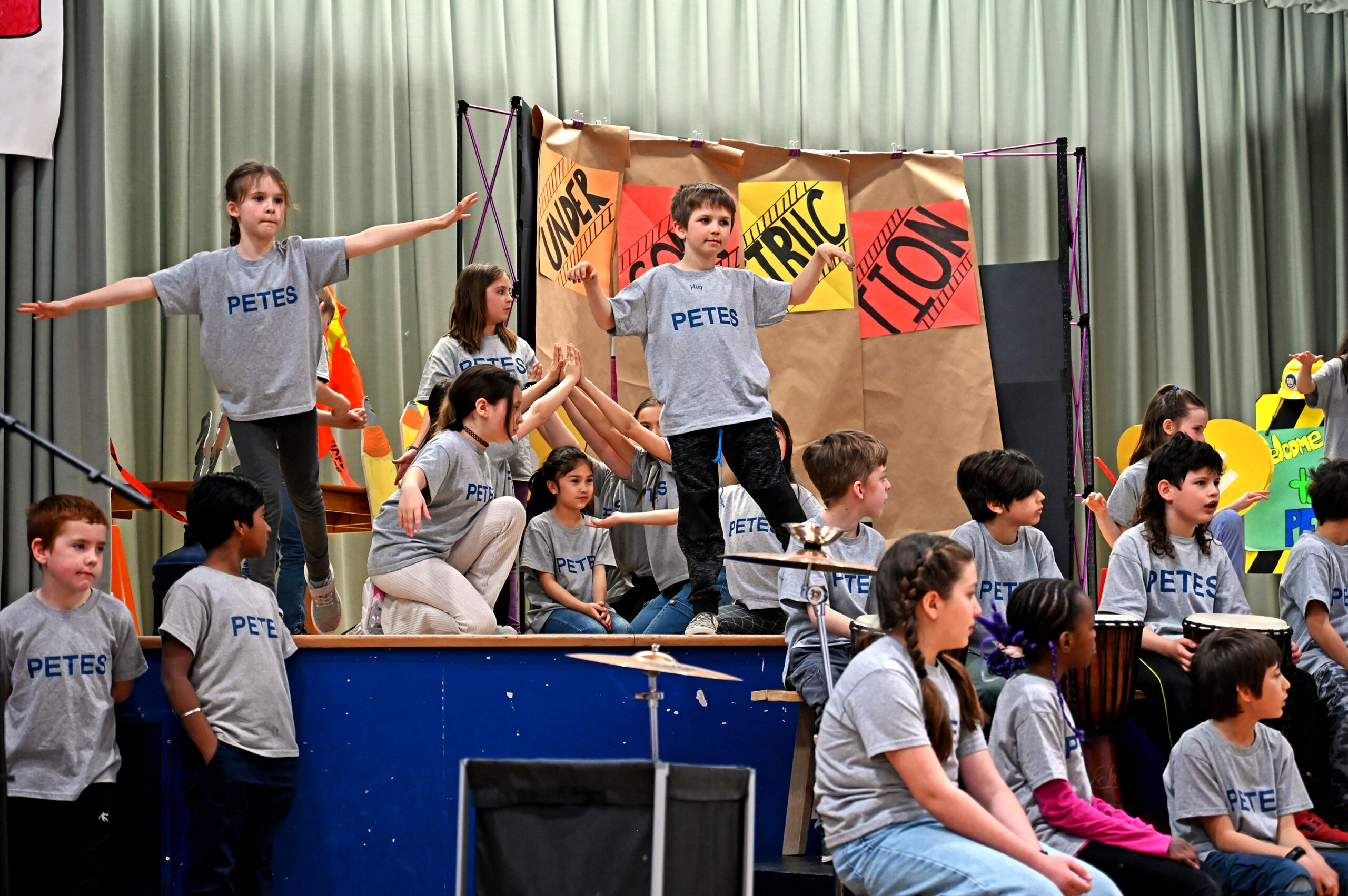 Students incorporate shapes to go with the lyrics