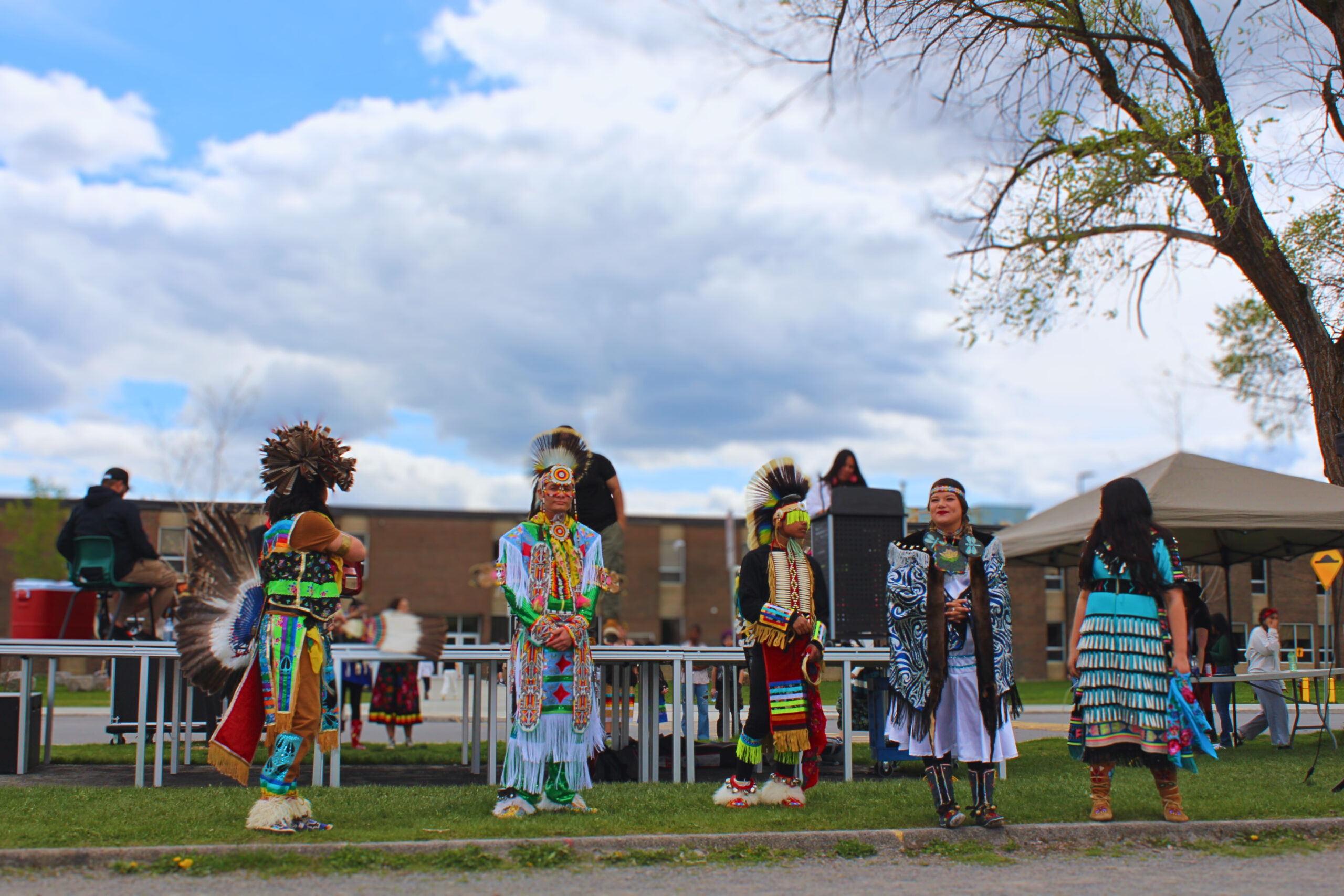 An elder speaks during the Land Acknowledgement Festical at Hadley Jr/Philemon Wright HS