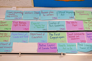 Timeline of historic Indigenous events on Drew's classroom walls