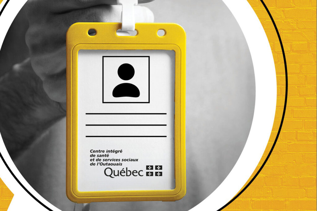 The yellow ID tag to help identify bilingual healthcare professionals