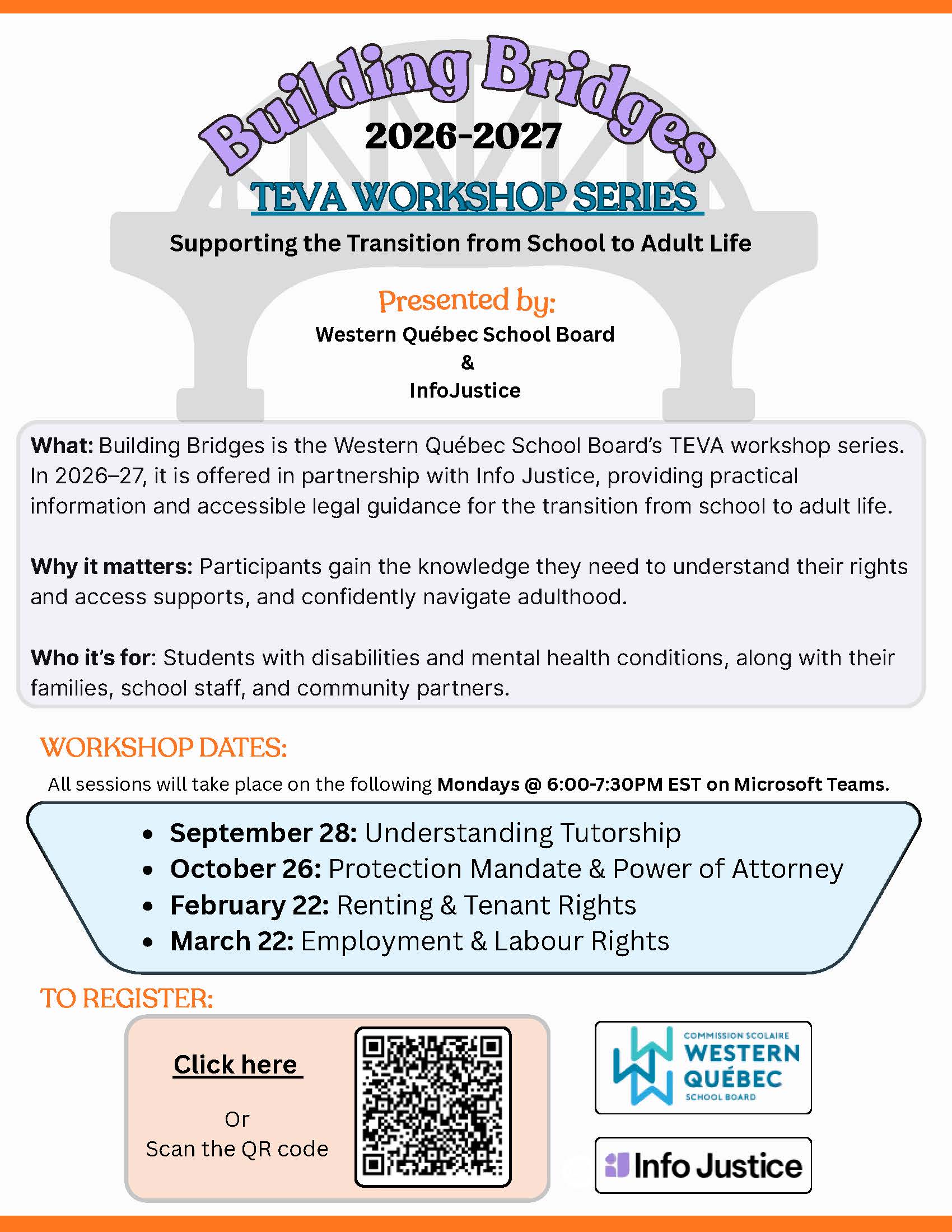 Building Bridges TEVA Workshop Series: Supporting the Transition to Adult Life